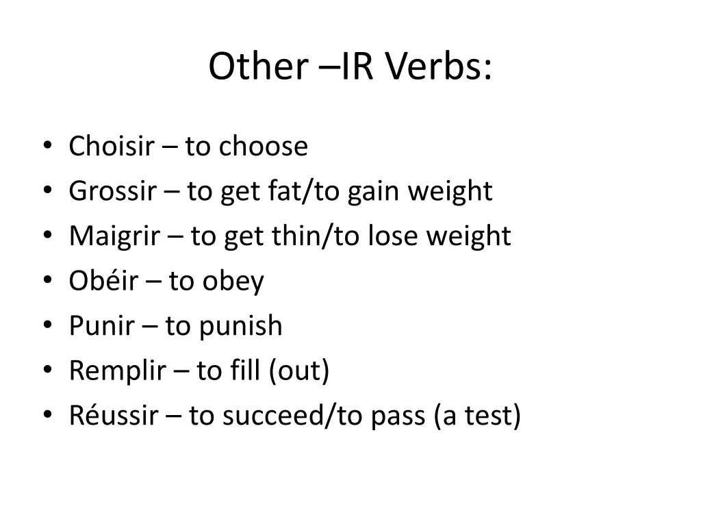 other ir verbs