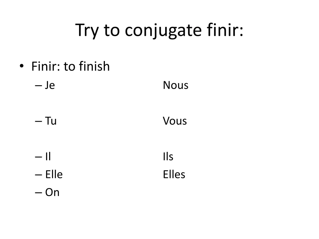 try to conjugate finir