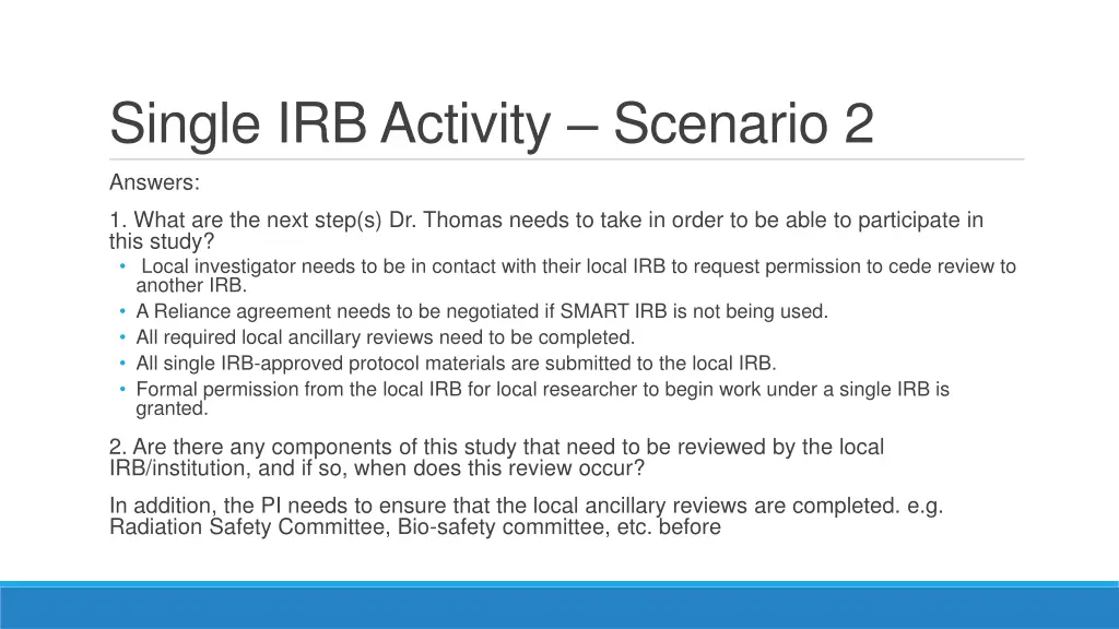 single irb activity scenario 2 1