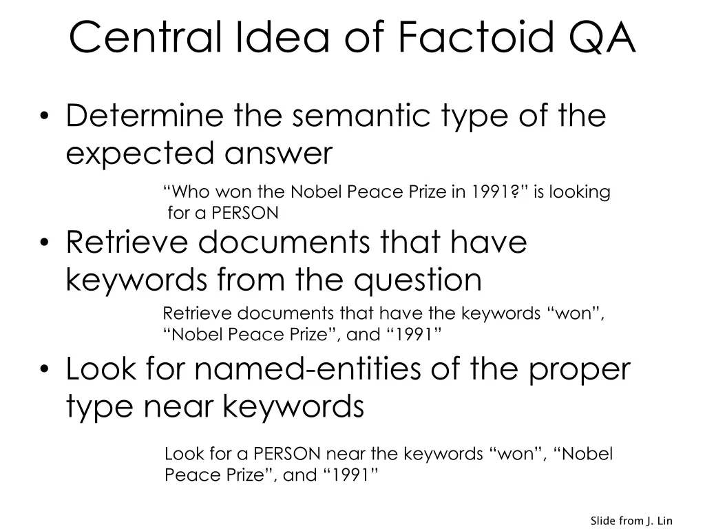 central idea of factoid qa