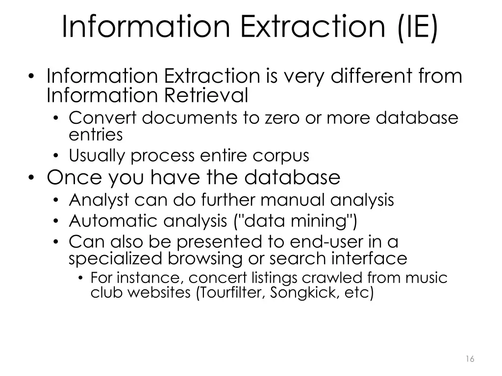 information extraction ie