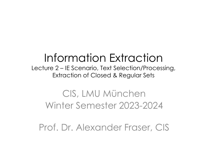 information extraction lecture 2 ie scenario text