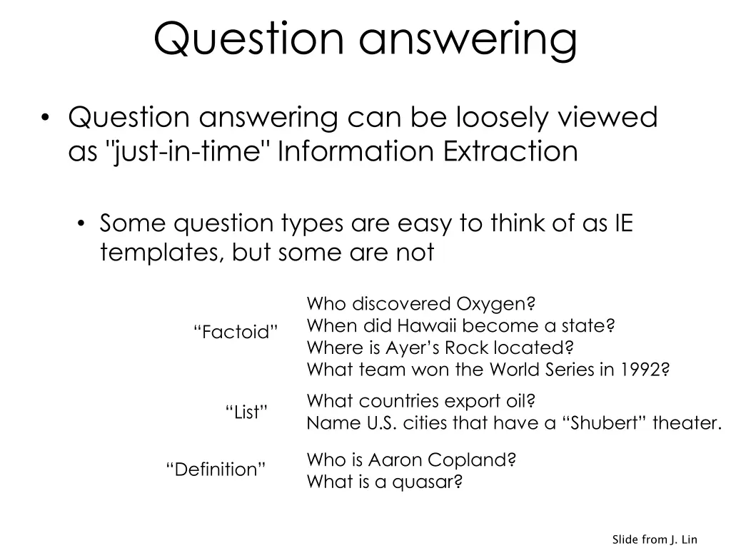 question answering