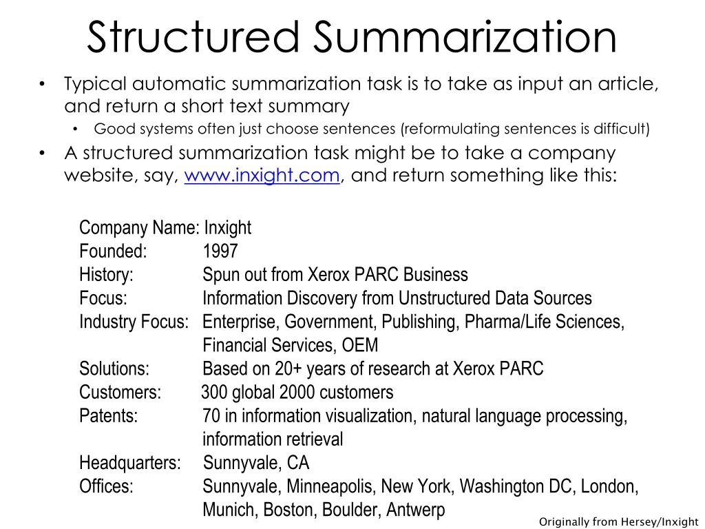 structured summarization