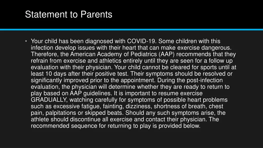 statement to parents