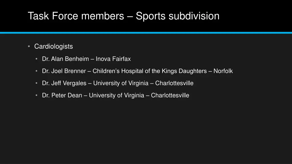 task force members sports subdivision