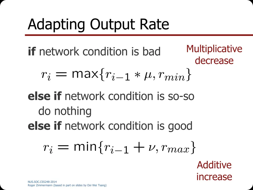 adapting output rate 1