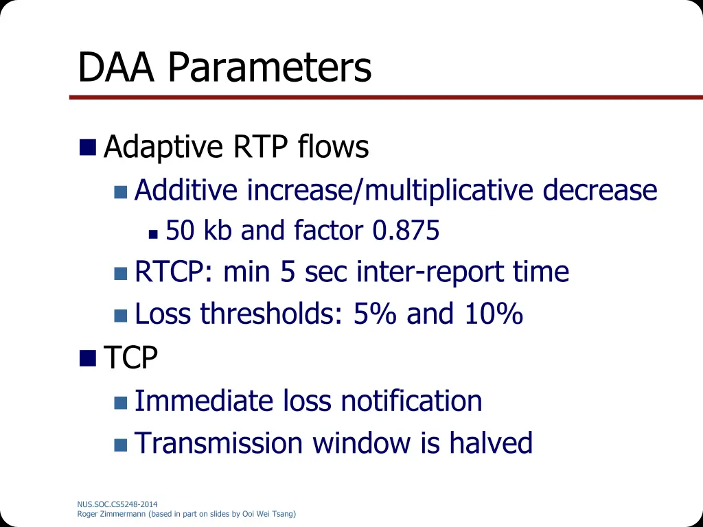 daa parameters