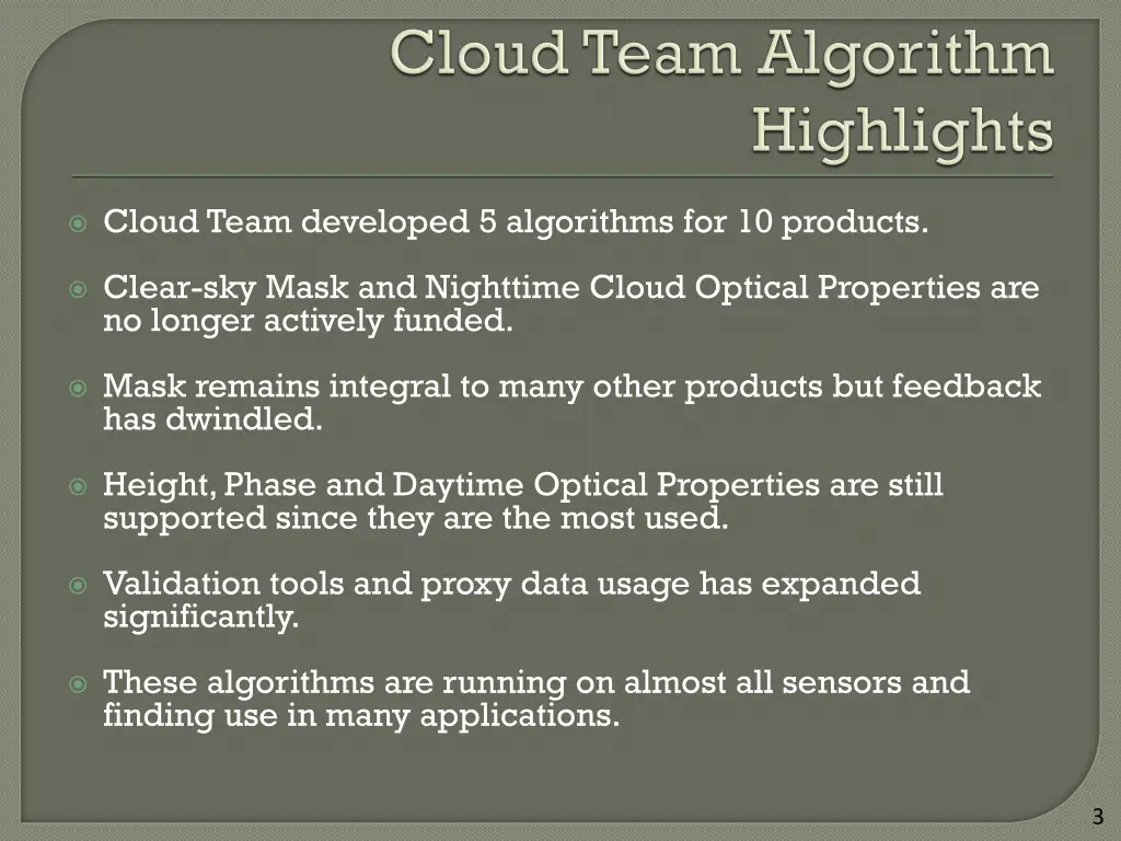 cloud team developed 5 algorithms for 10 products
