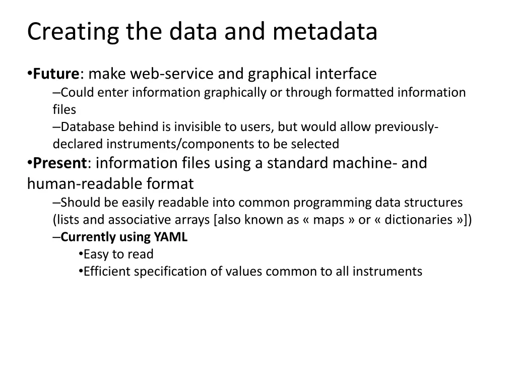 creating the data and metadata 1