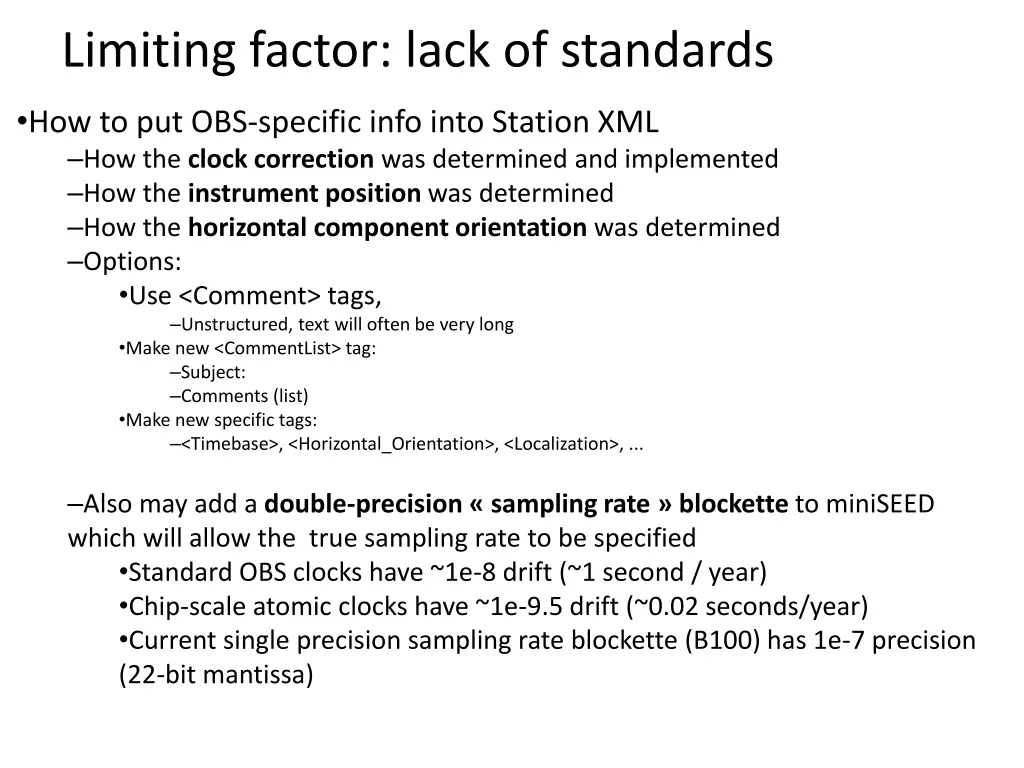 limiting factor lack of standards 1