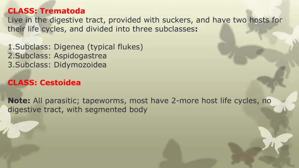 class trematoda live in the digestive tract