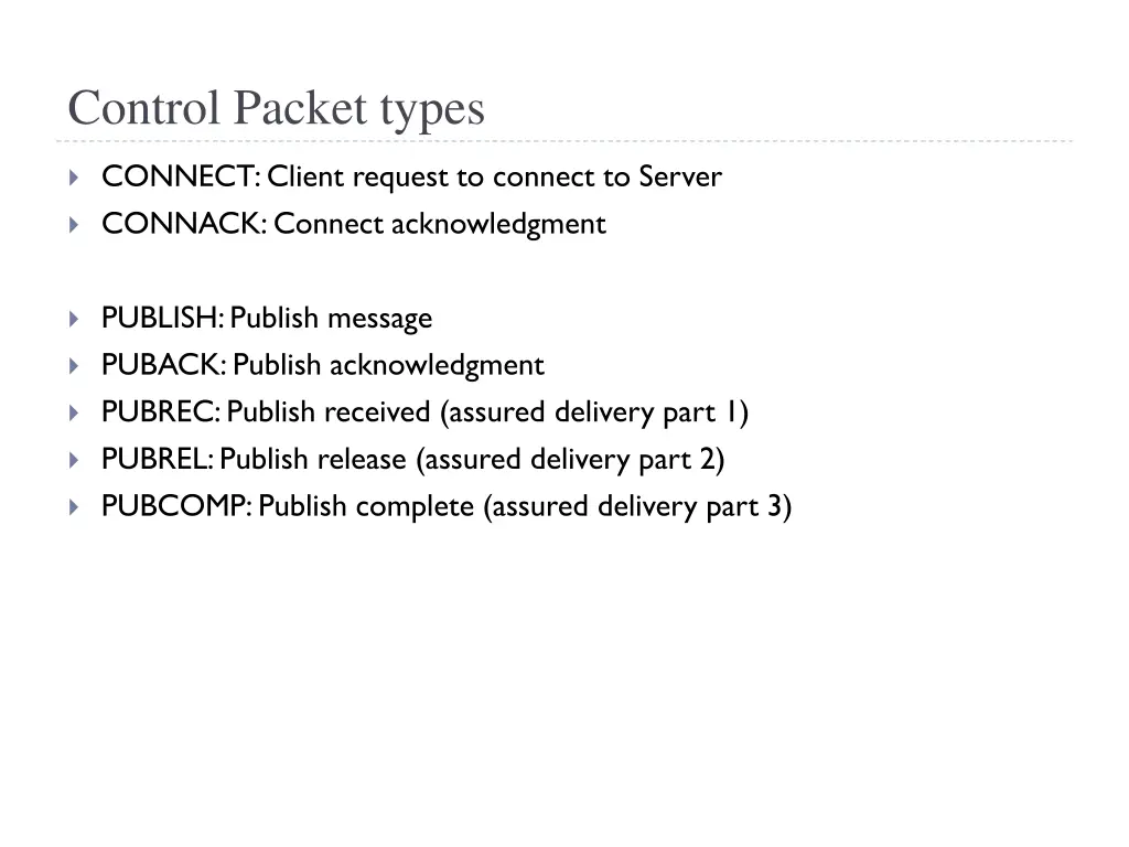 control packet types