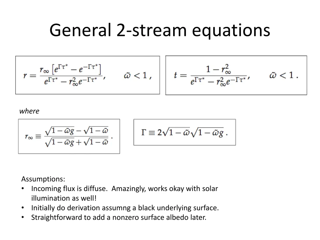 general 2 stream equations