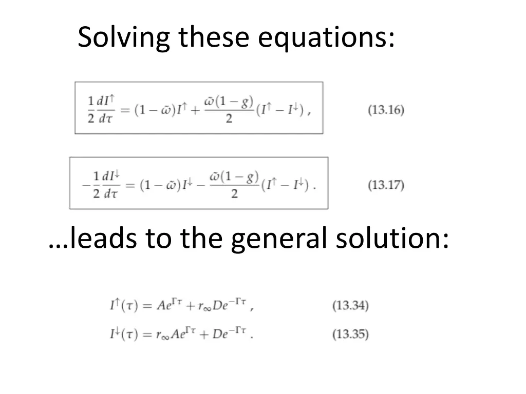 solving these equations
