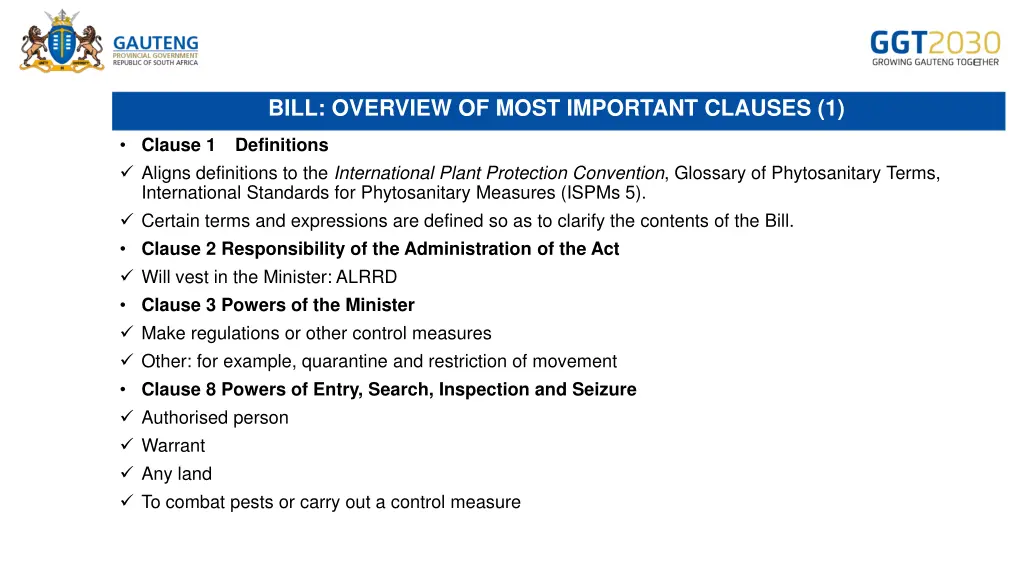 bill overview of most important clauses 1
