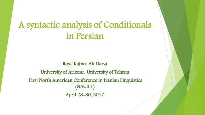 a syntactic analysis of conditionals in persian