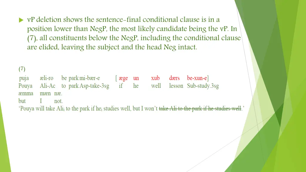 vp deletion shows the sentence final conditional