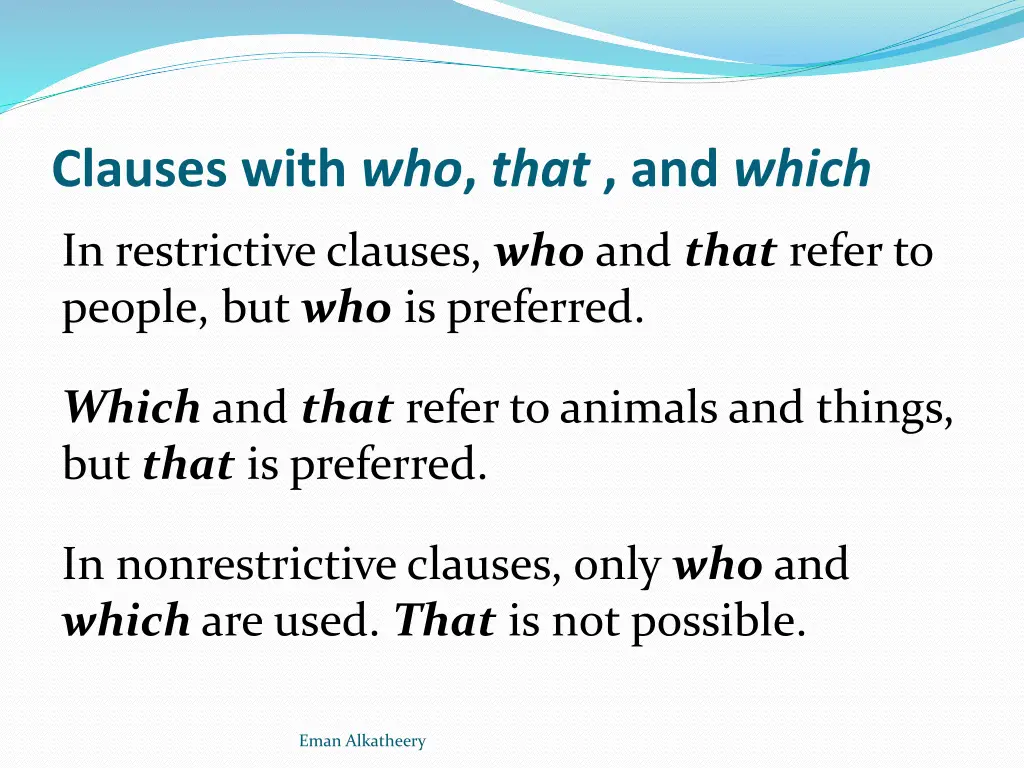 clauses with who that and which 1