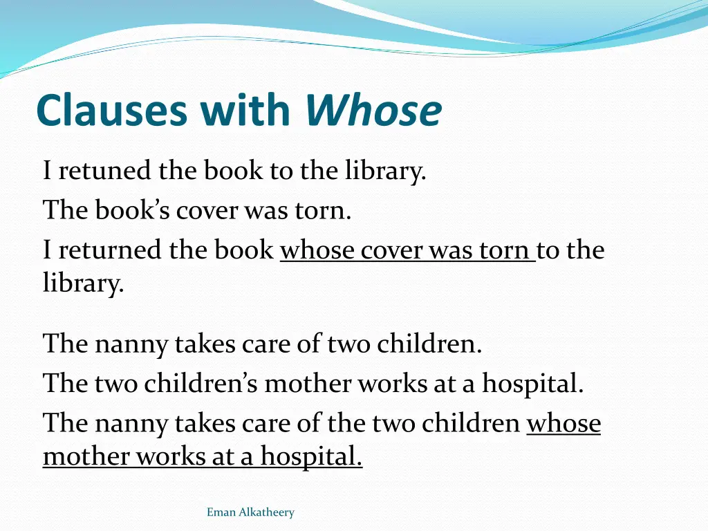 clauses with whose