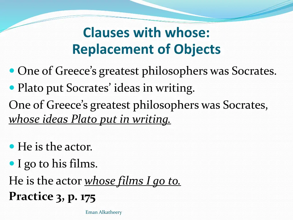 clauses with whose replacement of objects 1
