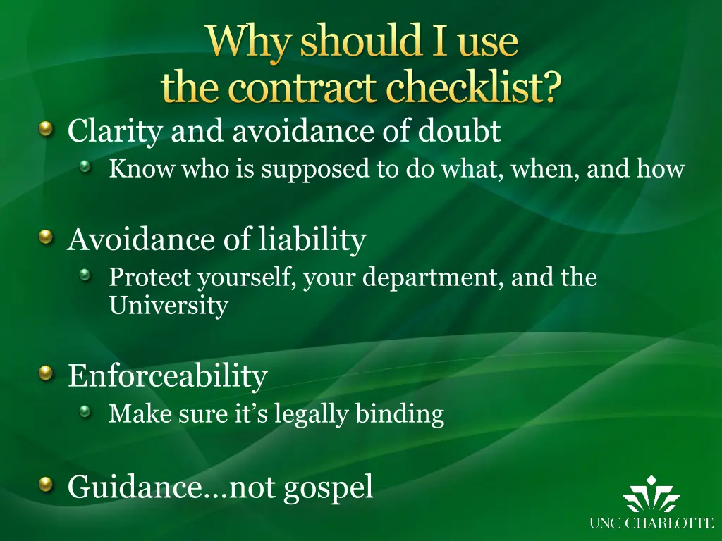 why should i use the contract checklist clarity