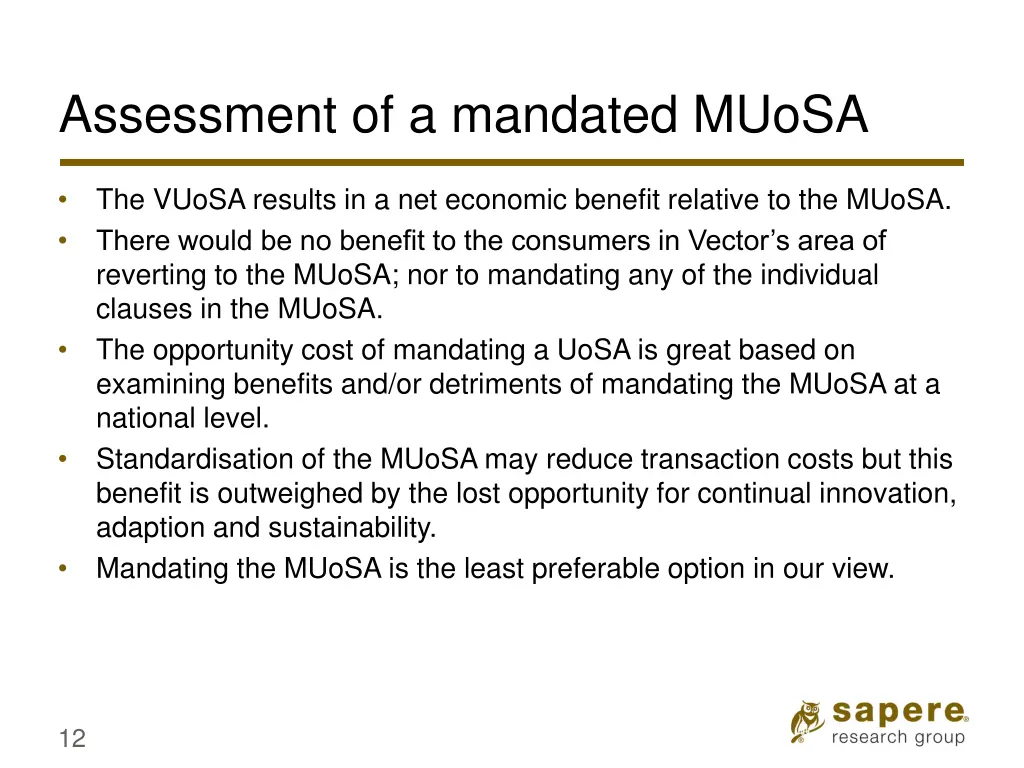 assessment of a mandated muosa