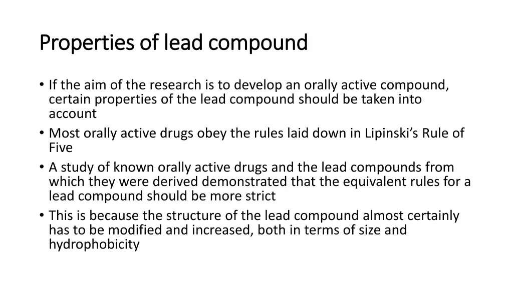 properties of lead compound properties of lead