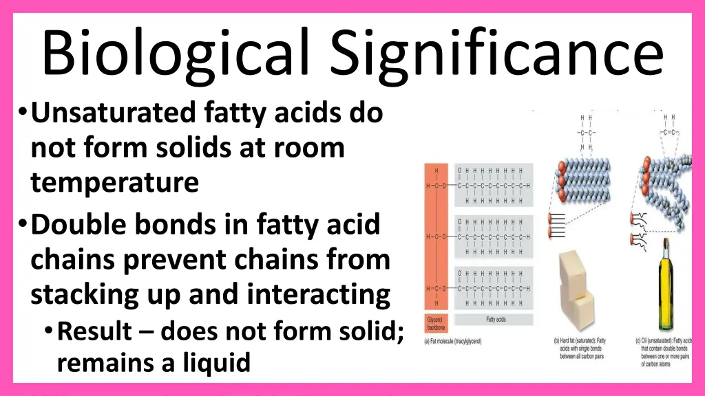biological significance unsaturated fatty acids
