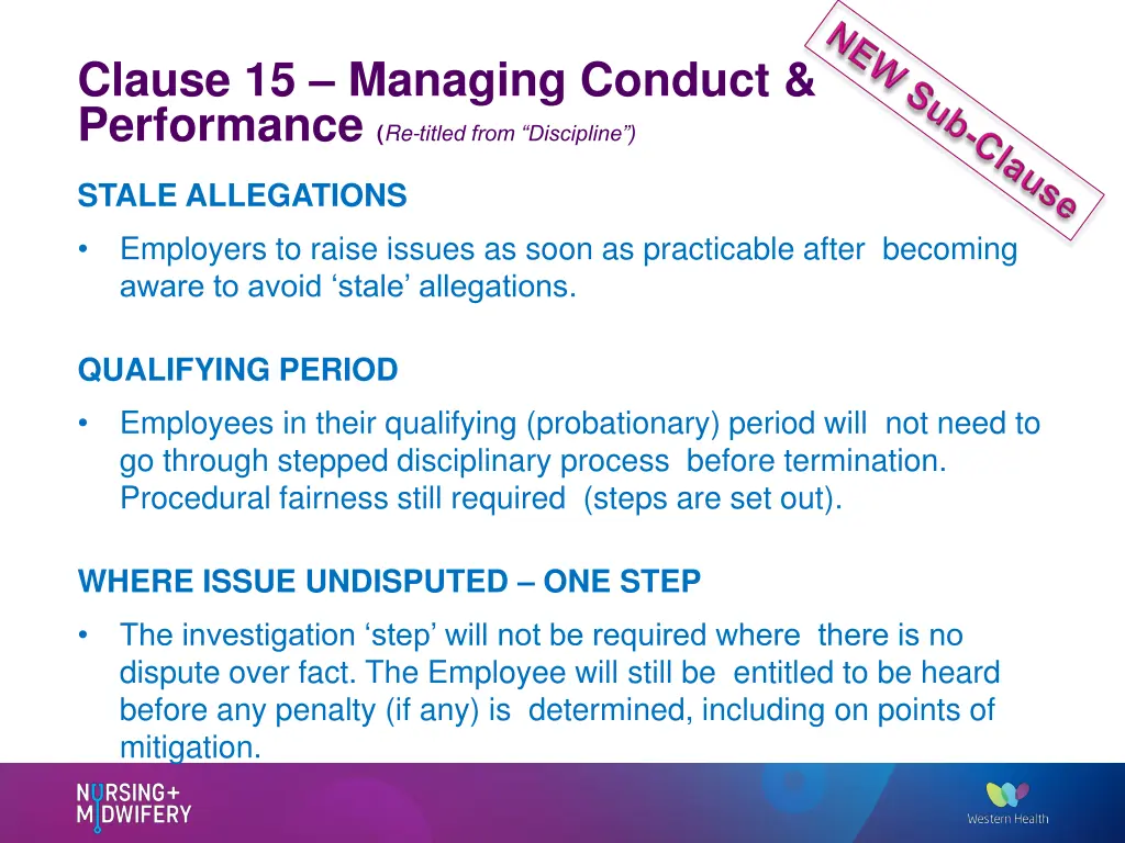 clause 15 managing conduct performance re titled