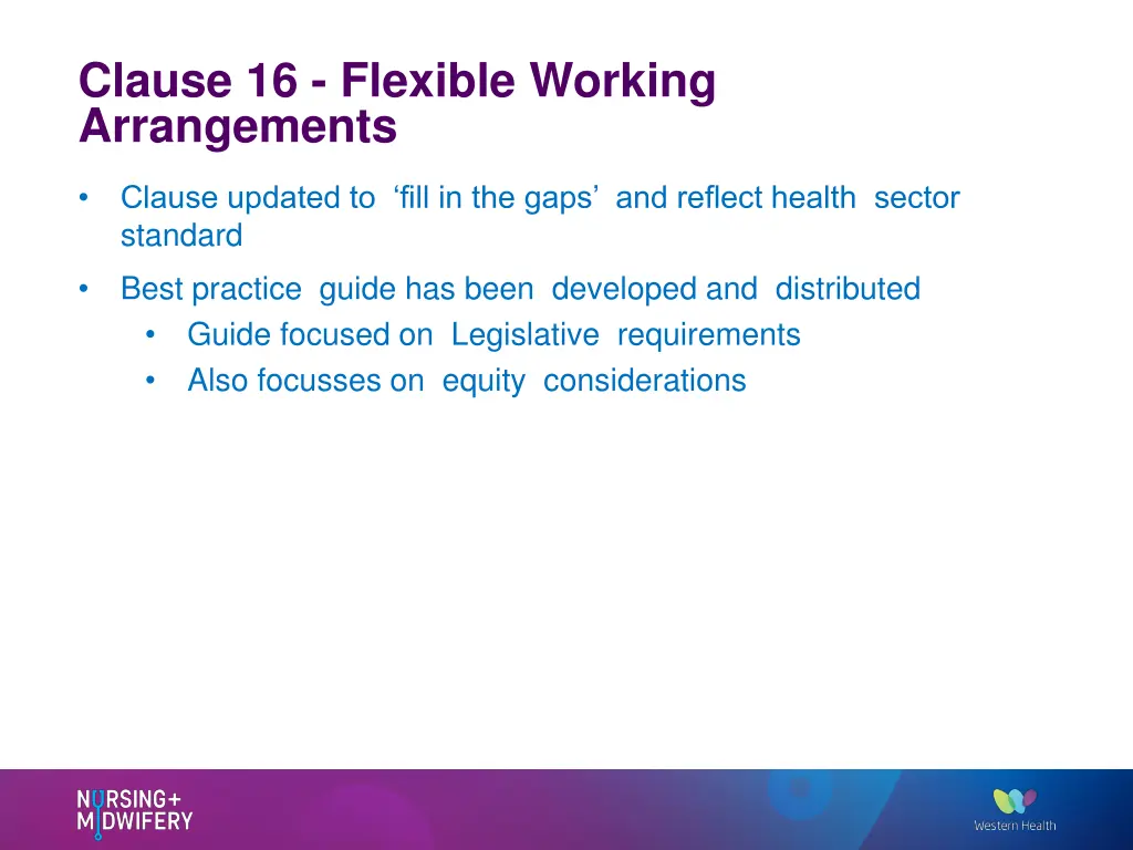 clause 16 flexible working arrangements clause