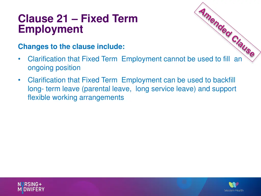 clause 21 fixed term employment changes