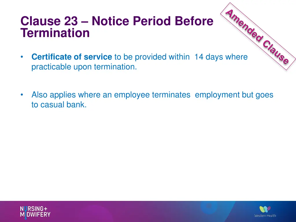 clause 23 notice period before termination