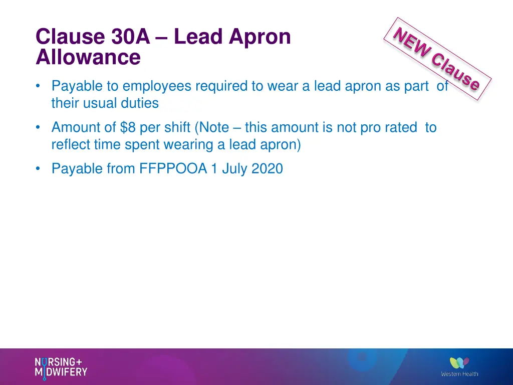clause 30a lead apron allowance payable