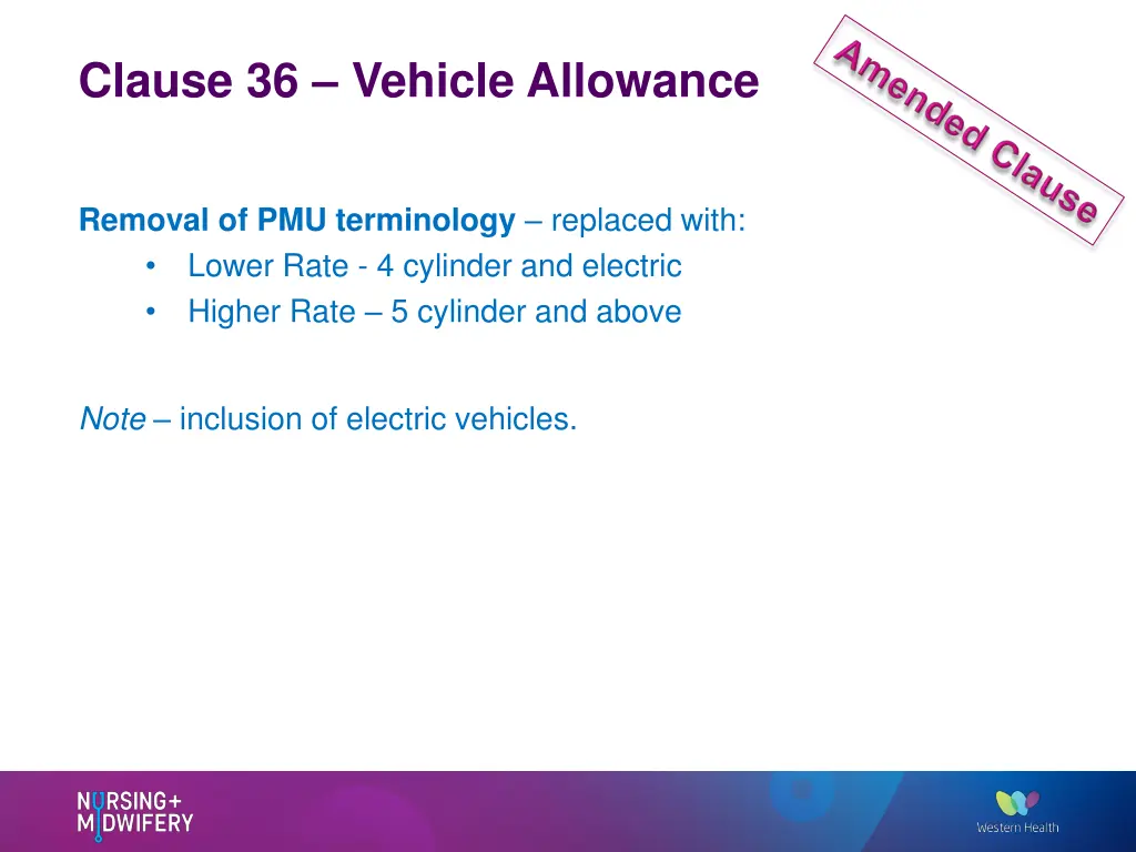 clause 36 vehicle allowance