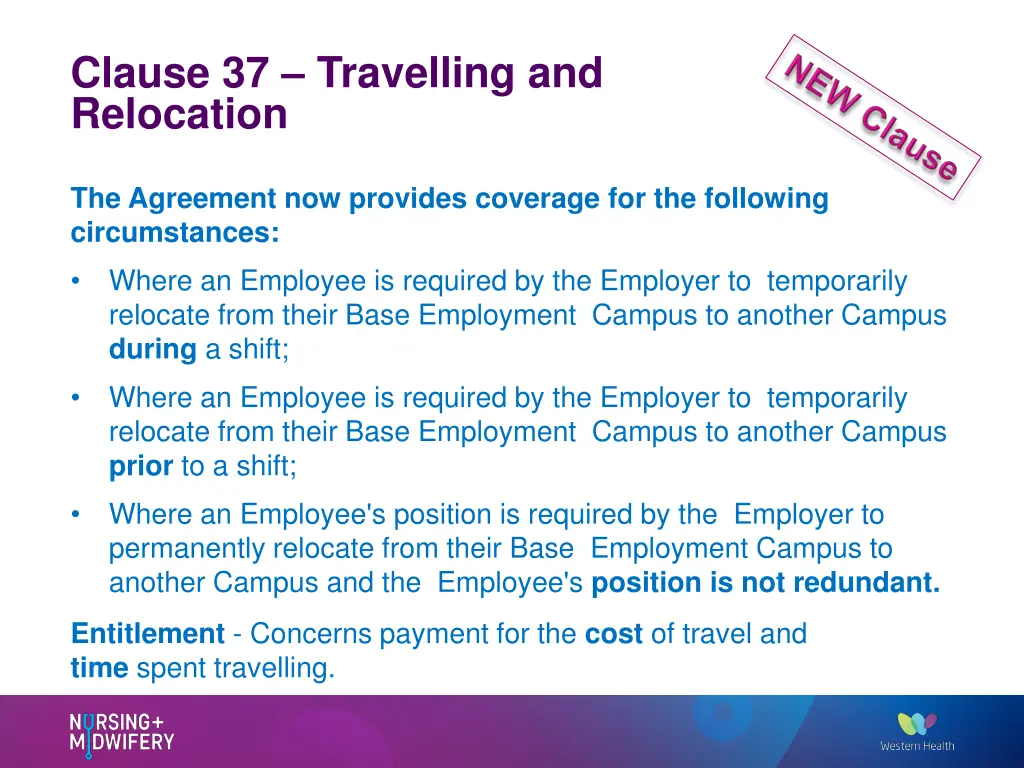 clause 37 travelling and relocation