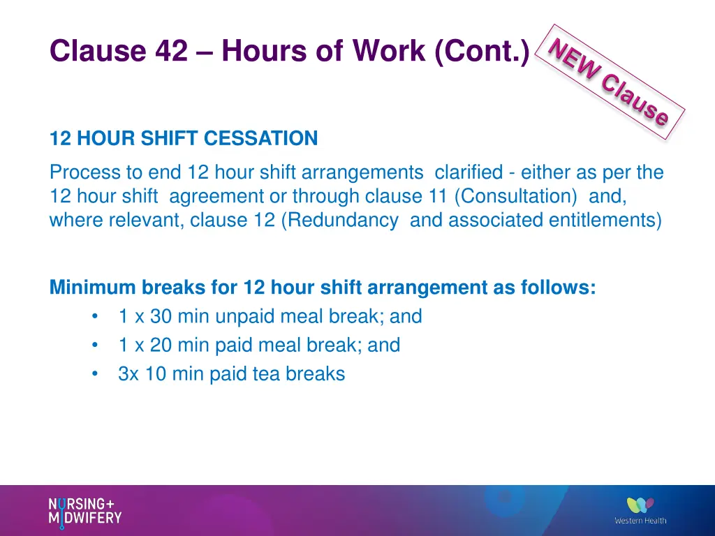 clause 42 hours of work cont