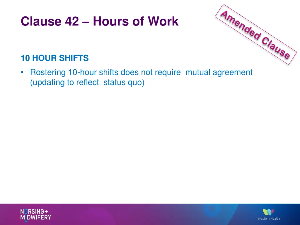 clause 42 hours of work