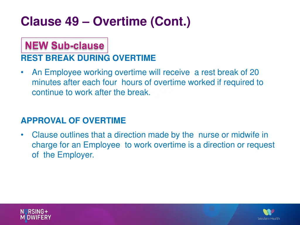 clause 49 overtime cont