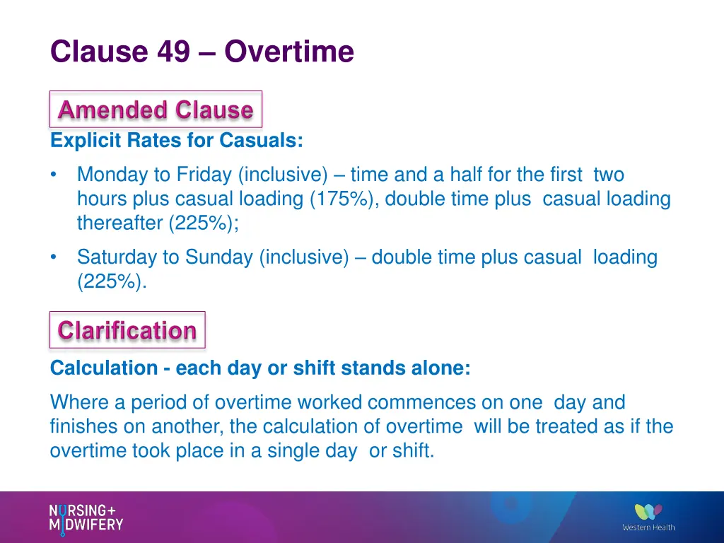 clause 49 overtime