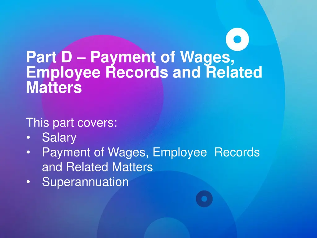 part d payment of wages employee records