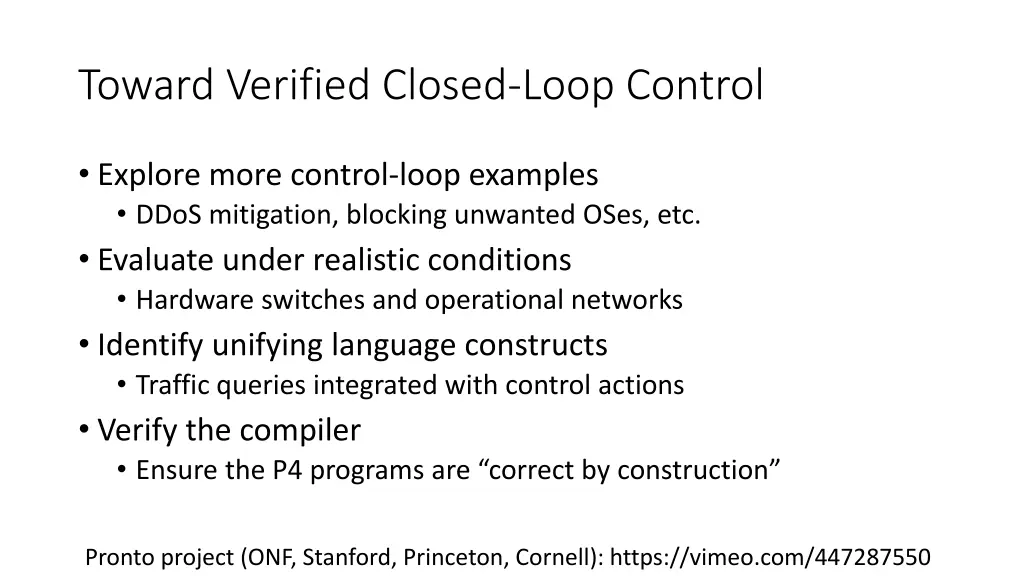toward verified closed loop control