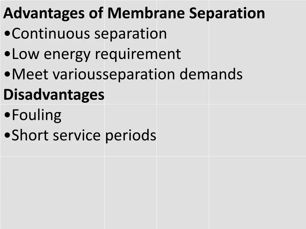 advantages of membrane separation continuous