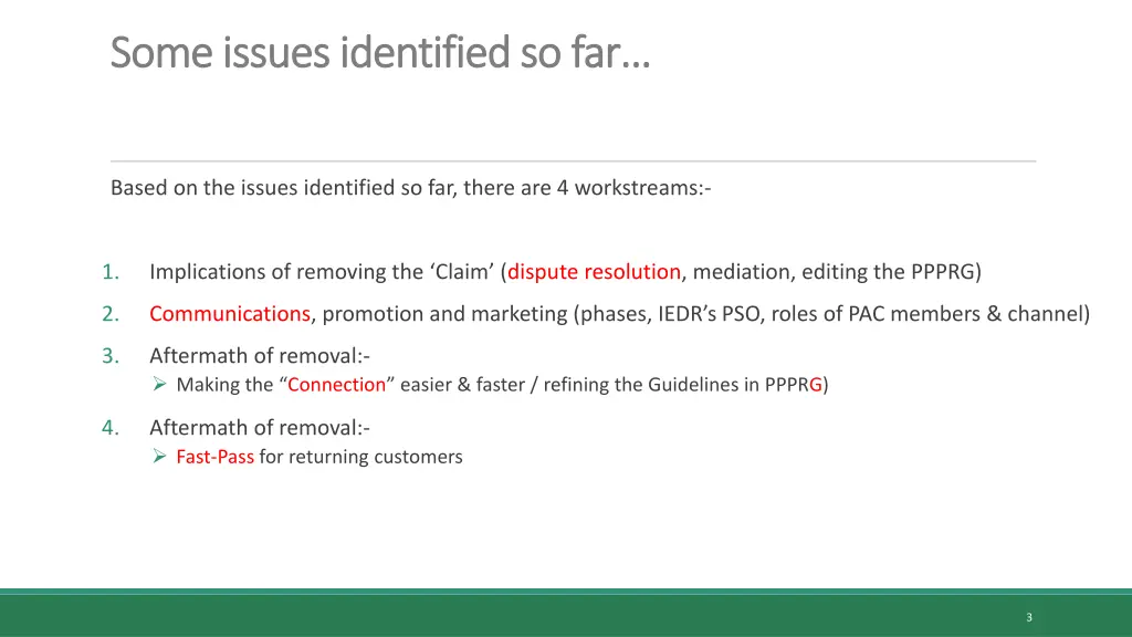 some issues identified so far some issues 1