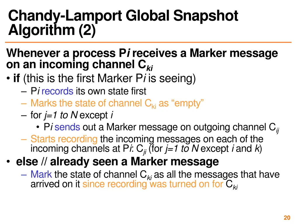 chandy lamport global snapshot algorithm 2