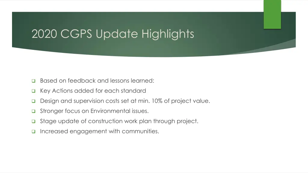 2020 cgps update highlights