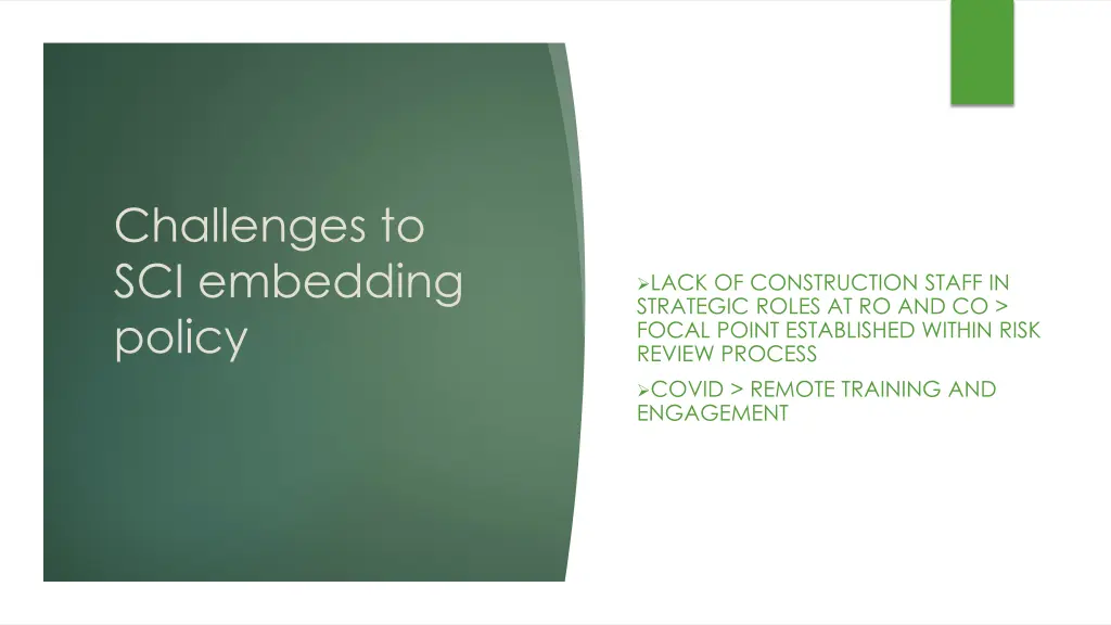 challenges to sci embedding policy