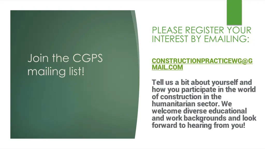 please register your interest by emailing