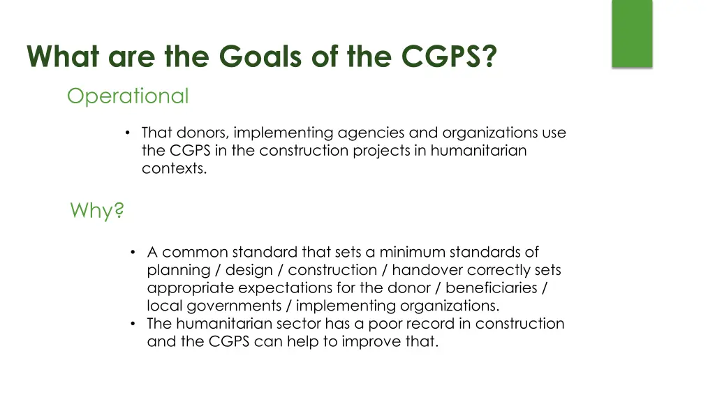 what are the goals of the cgps