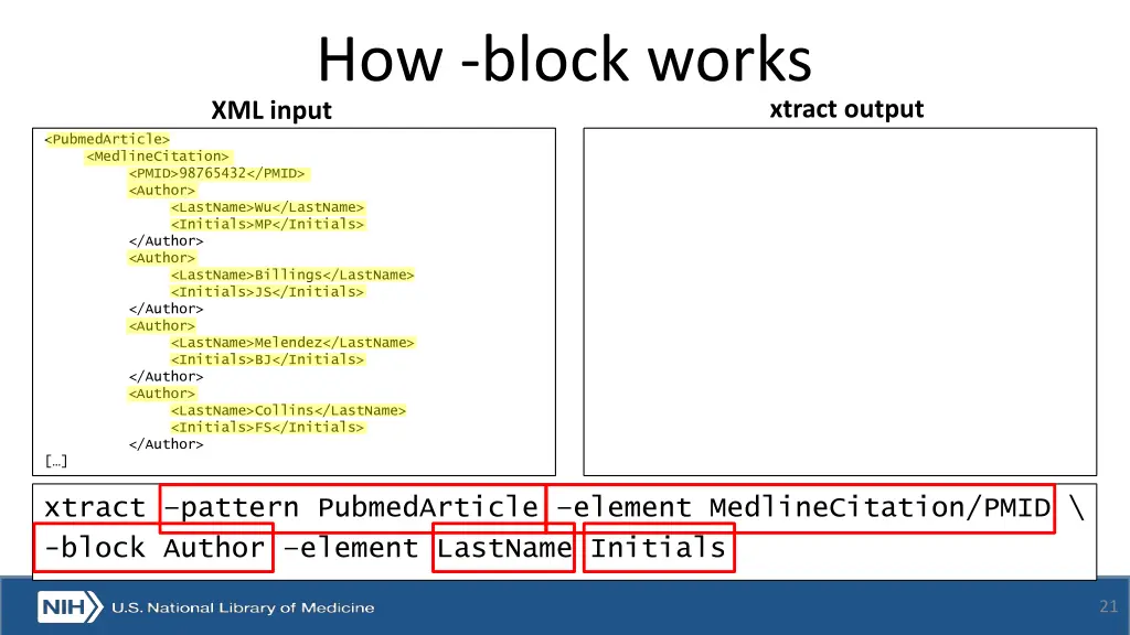 how block works xml input
